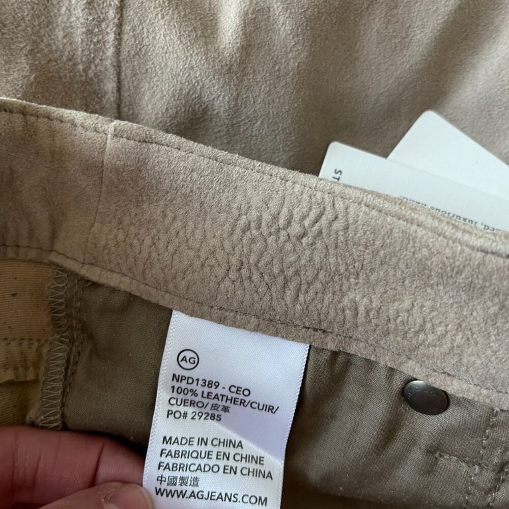 Adriano Goldschmied AG Leather Suede Legging Women's Tan Super Skinny NEW Sz. 25 - Picture 13 of 14